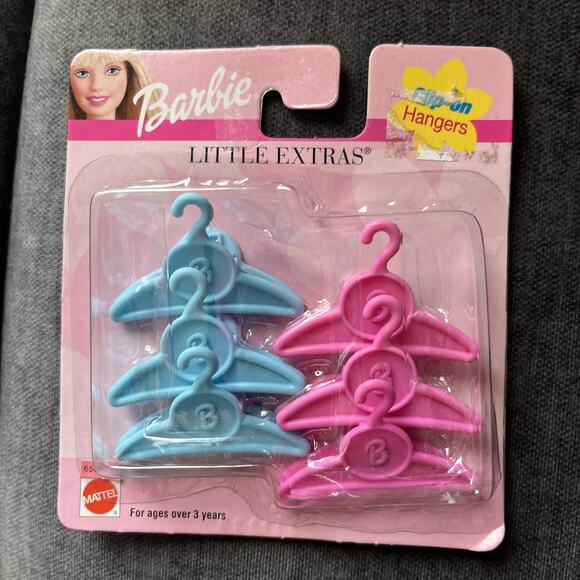 Barbie Other - Mattel 2002 Barbie Little Extras Hangers Clip-On Pink Blue New 68715 Accessories